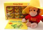 Curious George in Hat w/Teaset and Dinasaur Book