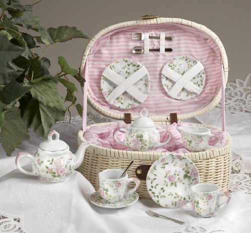 butterfly tea set basket