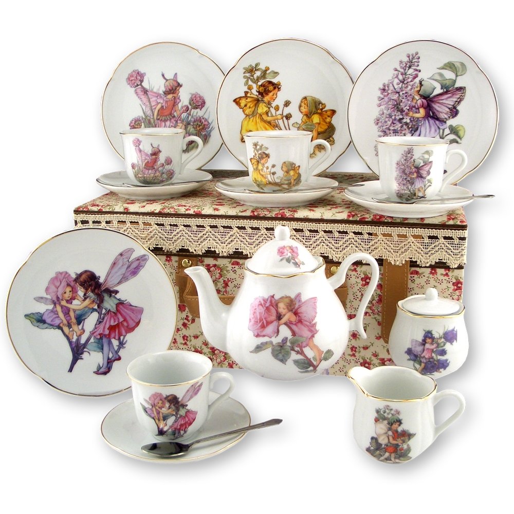 Reutter Porzellan Alice in Wonderland Tea Set for 4 with Picnic Basket