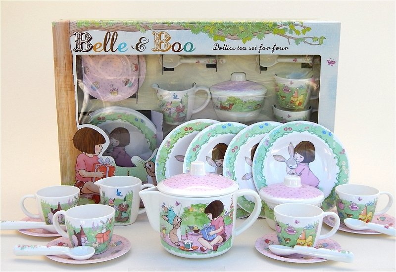 BELLE & BOO Tea Shop Set Picnic 19 Pièce Mélamine Bleu Garçon/Fille dans la maison Giftbox